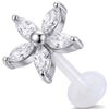 Titanium Labret Marquise Stone Flower Internally Threaded
