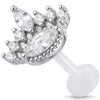 Titanium Labret Royal Tiara Stone Cluster Internally Threaded