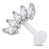 Titanium Labret Curved Marquise Stone Fan Internally Threaded