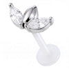 Titanium Labret Triple Marquise Stone Cluster Internally Threaded
