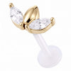Titanium Labret Triple Marquise Stone Cluster Internally Threaded
