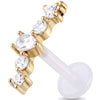 Titanium Labret Curved Five Stone Cluster Internally Threaded