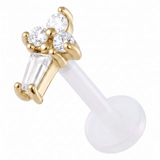 Titanium Labret Ice Cream Cone With Stones Internally Threaded