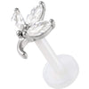 Titanium Labret Three Stone Leaf Branch Internally Threaded