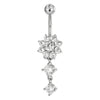 Titanium Belly Button Piercing Floral Cascade With Stones Internally Threaded