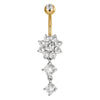 Titanium Belly Button Piercing Floral Cascade With Stones Internally Threaded