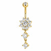 Belly Button Piercing Floral Cascade With Stones Internally Threaded
