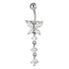Titanium Belly Button Piercing Butterfly With Dangle Stones Internally Threaded