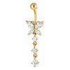 Belly Button Piercing Butterfly With Dangle Stones Internally Threaded