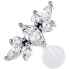 Titanium Labret Floral Marquise Stone Cluster Internally Threaded