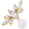 Titanium Labret Floral Marquise Stone Cluster Internally Threaded
