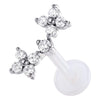 Titanium Labret Curved Flower Stone Cluster Internally Threaded