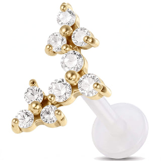 Titanium Labret Curved Stone Cluster Internally Threaded