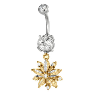 Titanium Belly Button Piercing Dangling Floral Star Internally Threaded