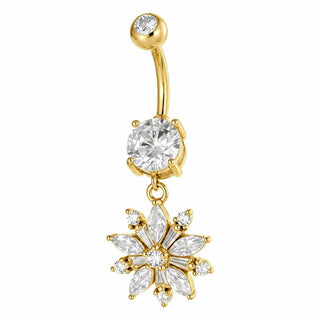 Belly Button Piercing Dangling Floral Star Internally Threaded