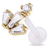 Titanium Labret Asymmetric Stone Fan Cluster Internally Threaded