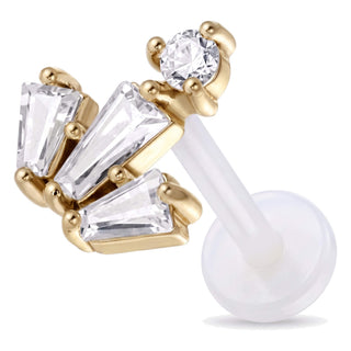 Titanium Labret Asymmetric Stone Fan Cluster Internally Threaded