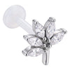 Titanium Labret Stone Lotus Flower Internally Threaded