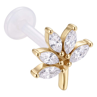 Titanium Labret Stone Lotus Flower Internally Threaded