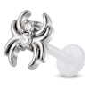 Titanium Labret Spider With Clear Stones Internally Threaded