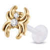 Titanium Labret Spider With Clear Stones Internally Threaded
