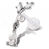 Titanium Labret Curved Cluster with Dangle Teardrop Internally Threaded