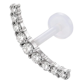 Titanium Labret Curved Arc With Stones Internally Threaded