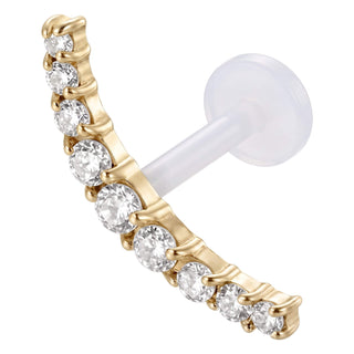Titanium Labret Curved Arc With Stones Internally Threaded