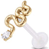Titanium Labret Snake With Oval Stone Internally Threaded