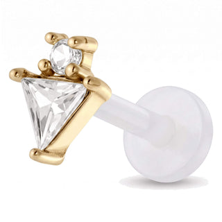 Titanium Labret Triangle And Round Stone Internally Threaded