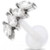 Titanium Labret Curved Four Marquise Stones Internally Threaded
