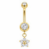Belly Button Piercing Dangling Flower With Stones Internally Threaded