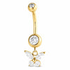 Belly Button Piercing Clear Stone Butterfly Dangle Internally Threaded